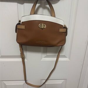 Nanette Lepore Brown and White Classic Crossbody Bag 11.5 x 7 inch.